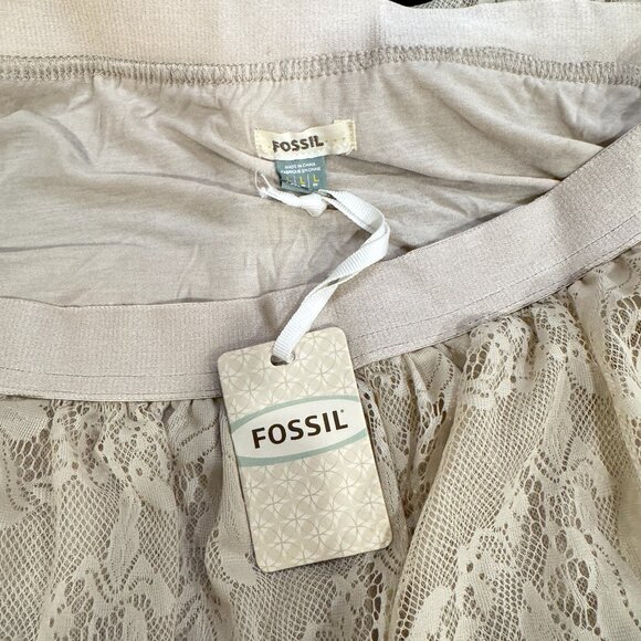 Y2K Fossil Lace Skirt NWT Size L Cream Boho Tiered Lace Skirt Cottagecore Romant - Picture 4 of 4